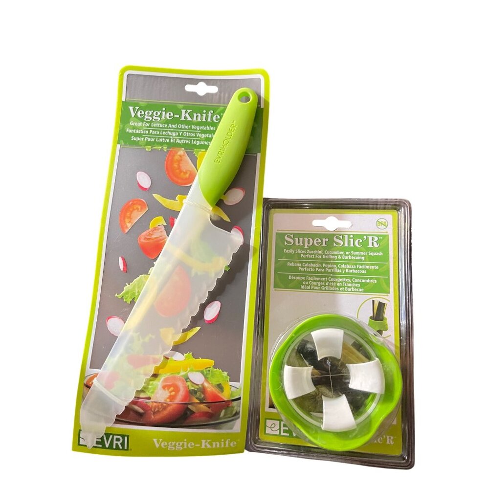 Evriholder Veggie-Knife & Super SlicR Set For Cutting Vegetables BPA-Free Green